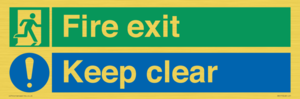 Fire exit Keep clear dual sign